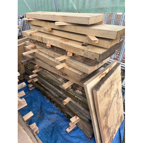 THIRTY SIX LENGTHS OF SEASONED OAK PLANKS the largest width 152cm ...
