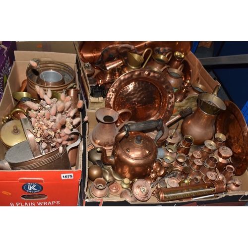 THREE BOXES OF ASSORTED COPPER ITEMS to include a large quantity of ...