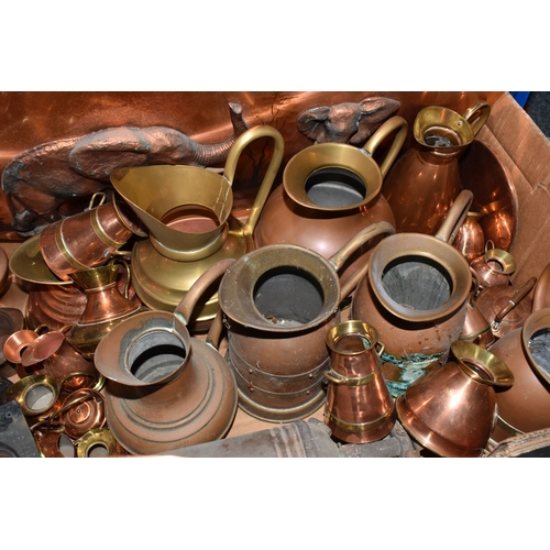 THREE BOXES OF ASSORTED COPPER ITEMS to include a large quantity of ...