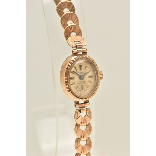 A LADIES 9CT GOLD 'TIMERITE' WRISTWATCH, AF will require some attention ...