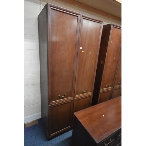 256 - TWO LATE 20TH CENTURY MAHOGANY DOUBLE DOOR WARDROBE, width 92cm x depth 59cm x height 205m, along wi... 