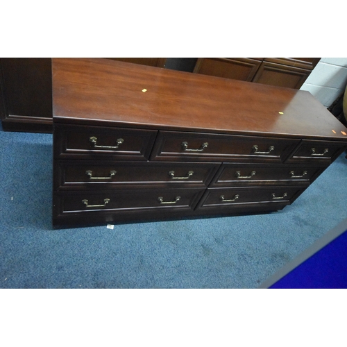 256 - TWO LATE 20TH CENTURY MAHOGANY DOUBLE DOOR WARDROBE, width 92cm x depth 59cm x height 205m, along wi... 