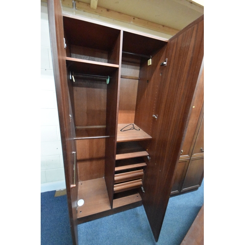 256 - TWO LATE 20TH CENTURY MAHOGANY DOUBLE DOOR WARDROBE, width 92cm x depth 59cm x height 205m, along wi... 