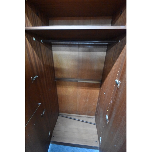 256 - TWO LATE 20TH CENTURY MAHOGANY DOUBLE DOOR WARDROBE, width 92cm x depth 59cm x height 205m, along wi... 