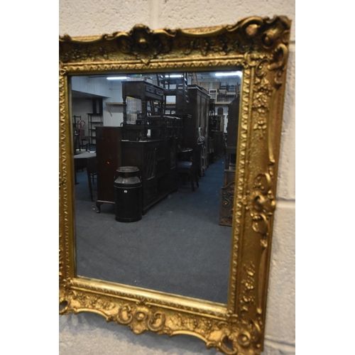 289 - FOUR VARIOUS GILT FRAME MIRRORS, comprising a triple dressing mirror and three wall mirrors, along w... 