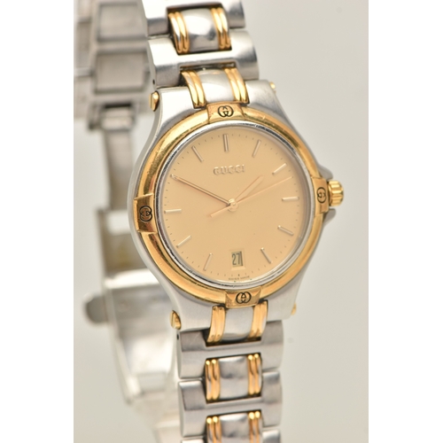455 - A GENTS 'GUCCI' WRISTWATCH, quartz movement, round dial signed 'Gucci', baton markers, date aperture... 