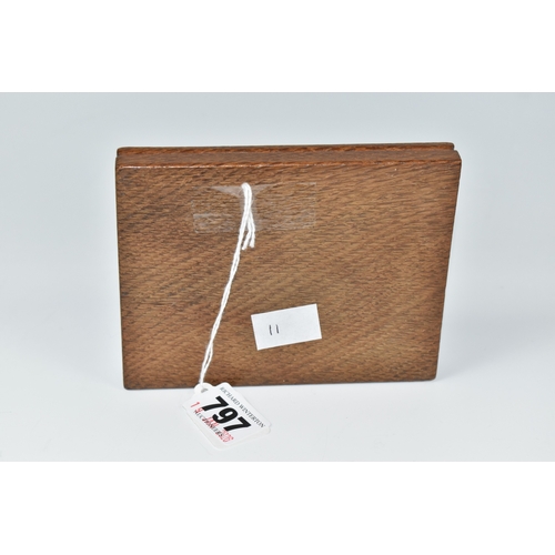 797 - A ROBERT 'MOUSEMAN' THOMPSON OAK DOUBLE PIN TRAY, featuring carved mouse trademark, rectangular form... 