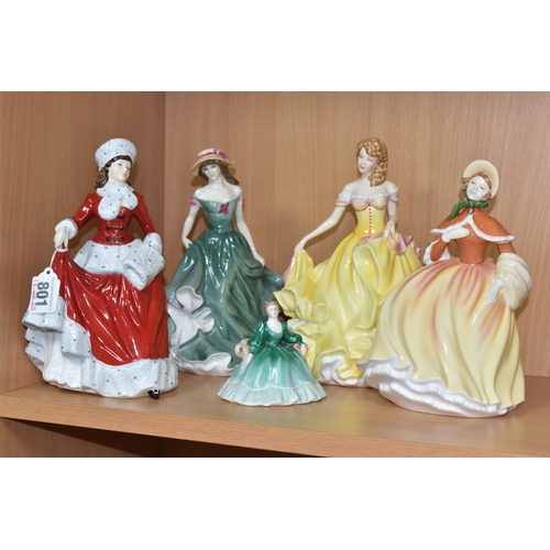 801 - FOUR ROYAL DOULTON FIGURINES, comprising three from the 'Pretty Ladies' collection, to include 'Summ... 