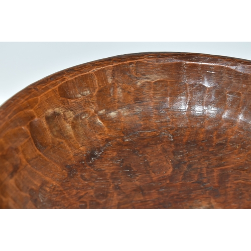 805 - A ROBERT 'MOUSEMAN' THOMPSON HAND CARVED OAK FRUIT BOWL, featuring carved mouse trademark, tooled in... 