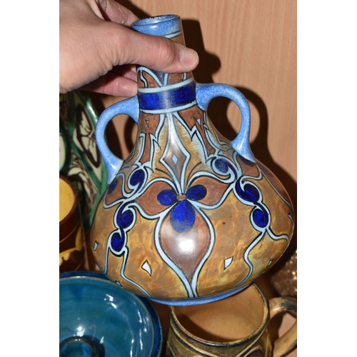 808 - A GROUP OF STUDIO ART POTTERY ITEMS, comprising, Bitossi Rimini Blue 735, candlestick, marked Italy ... 