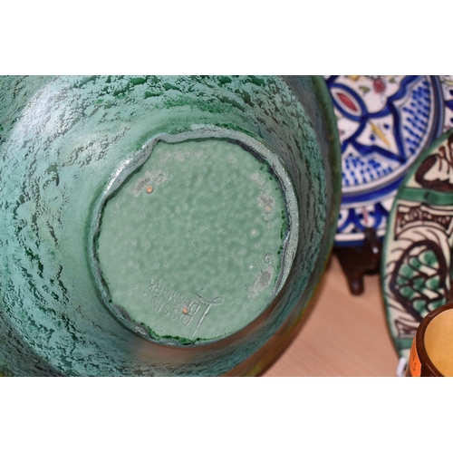 808 - A GROUP OF STUDIO ART POTTERY ITEMS, comprising, Bitossi Rimini Blue 735, candlestick, marked Italy ... 