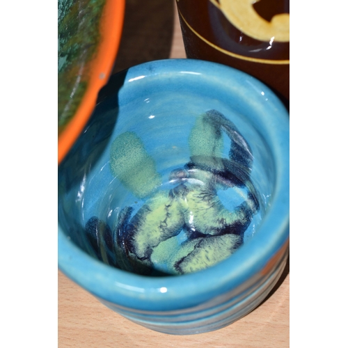 808 - A GROUP OF STUDIO ART POTTERY ITEMS, comprising, Bitossi Rimini Blue 735, candlestick, marked Italy ... 