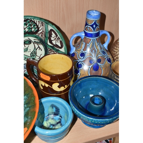808 - A GROUP OF STUDIO ART POTTERY ITEMS, comprising, Bitossi Rimini Blue 735, candlestick, marked Italy ... 