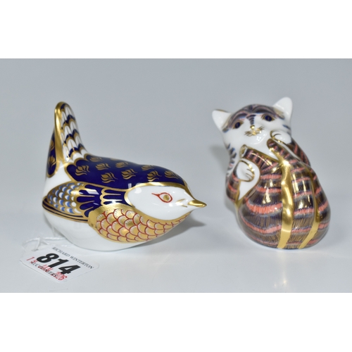 814 - TWO ROYAL CROWN DERBY PAPERWEIGHTS, comprising Wren and Kitten, each appears first quality, though m... 