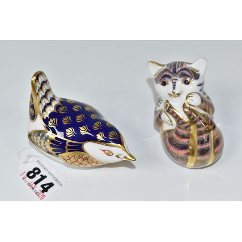 814 - TWO ROYAL CROWN DERBY PAPERWEIGHTS, comprising Wren and Kitten, each appears first quality, though m... 