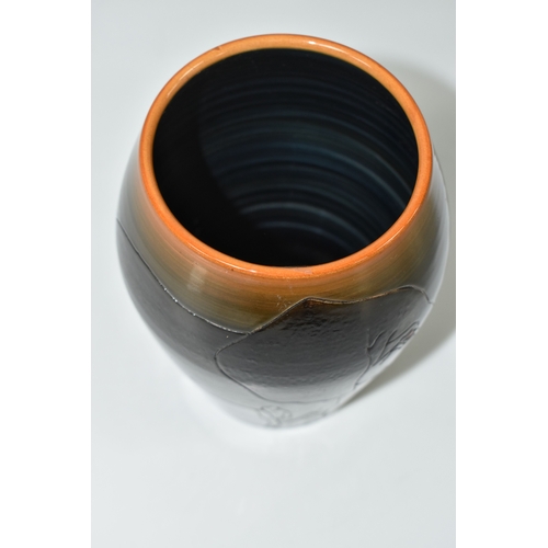 818 - A DENNIS CHINA WORKS 'ELEPHANT' VASE, by Sally Tuffin, with incised decoration of two elephants on a... 