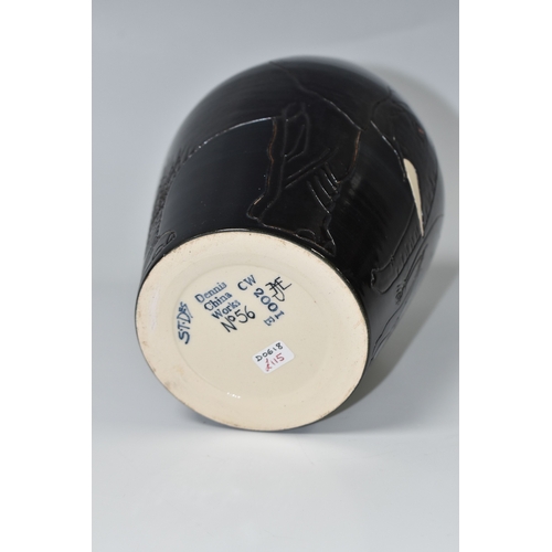 818 - A DENNIS CHINA WORKS 'ELEPHANT' VASE, by Sally Tuffin, with incised decoration of two elephants on a... 