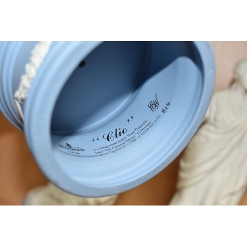 840 - EIGHT WEDGWOOD 'CLASSICAL MUSES' COLLECTION FIGURINES, limited edition Jasperware figurines comprisi... 