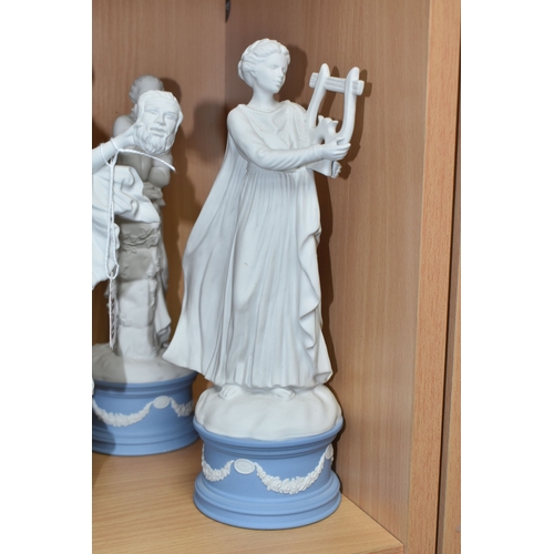 840 - EIGHT WEDGWOOD 'CLASSICAL MUSES' COLLECTION FIGURINES, limited edition Jasperware figurines comprisi... 