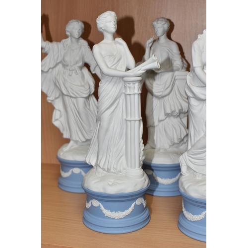 840 - EIGHT WEDGWOOD 'CLASSICAL MUSES' COLLECTION FIGURINES, limited edition Jasperware figurines comprisi... 