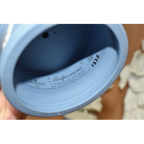 840 - EIGHT WEDGWOOD 'CLASSICAL MUSES' COLLECTION FIGURINES, limited edition Jasperware figurines comprisi... 