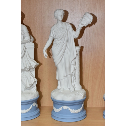 840 - EIGHT WEDGWOOD 'CLASSICAL MUSES' COLLECTION FIGURINES, limited edition Jasperware figurines comprisi... 