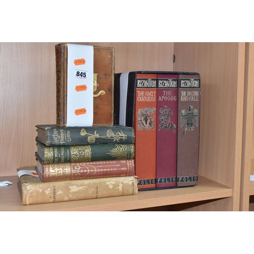 845 - BOOKS, eight titles in hardback format comprising three FOLIO SOCIETY volumes of Byzantium; The Earl... 