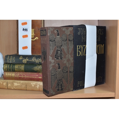 845 - BOOKS, eight titles in hardback format comprising three FOLIO SOCIETY volumes of Byzantium; The Earl... 