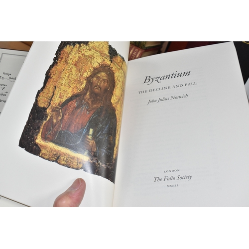 845 - BOOKS, eight titles in hardback format comprising three FOLIO SOCIETY volumes of Byzantium; The Earl... 