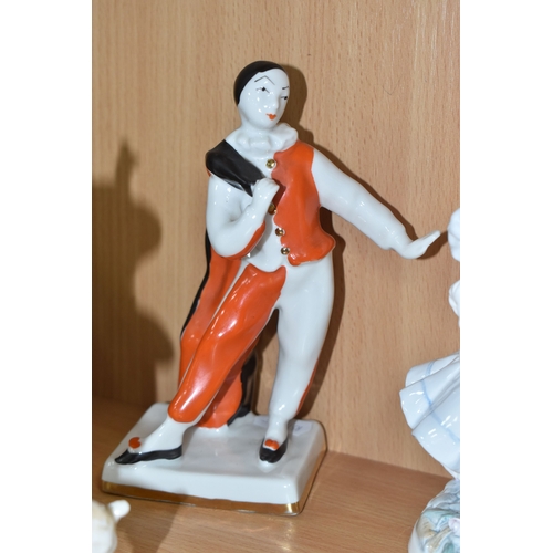 847 - A GROUP OF CERAMIC FIGURINES to include three Royal Doulton figurines to include 'Debbie' HN2400 (ma... 