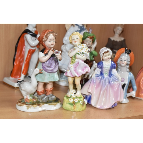847 - A GROUP OF CERAMIC FIGURINES to include three Royal Doulton figurines to include 'Debbie' HN2400 (ma... 