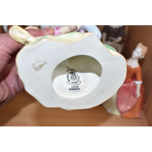 847 - A GROUP OF CERAMIC FIGURINES to include three Royal Doulton figurines to include 'Debbie' HN2400 (ma... 