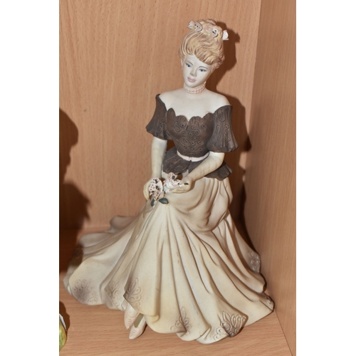 847 - A GROUP OF CERAMIC FIGURINES to include three Royal Doulton figurines to include 'Debbie' HN2400 (ma... 