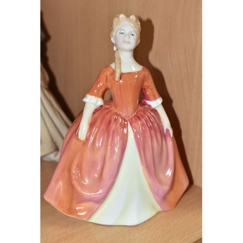 847 - A GROUP OF CERAMIC FIGURINES to include three Royal Doulton figurines to include 'Debbie' HN2400 (ma... 