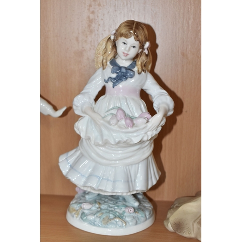 847 - A GROUP OF CERAMIC FIGURINES to include three Royal Doulton figurines to include 'Debbie' HN2400 (ma... 