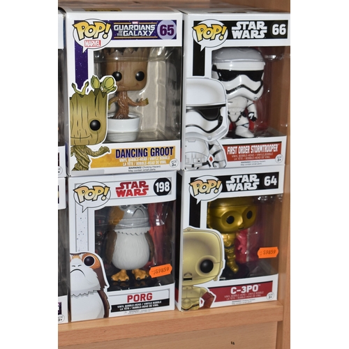 850 - A GROUP OF TWENTY THREE FUNKO POP ITEMS comprising five Marvel themed items comprising 'Dancing Groo... 
