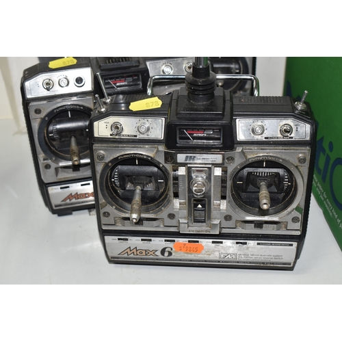 SIX VINTAGE REMOTE CONTROL UNITS comprising Sanwa 'Conquest MKII FM,' a ...