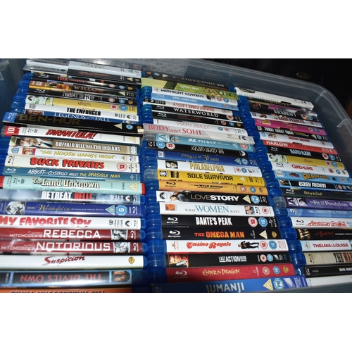 FIVE BOXES OF DVDS & BLU-RAY containing hundreds of miscellaneous film ...