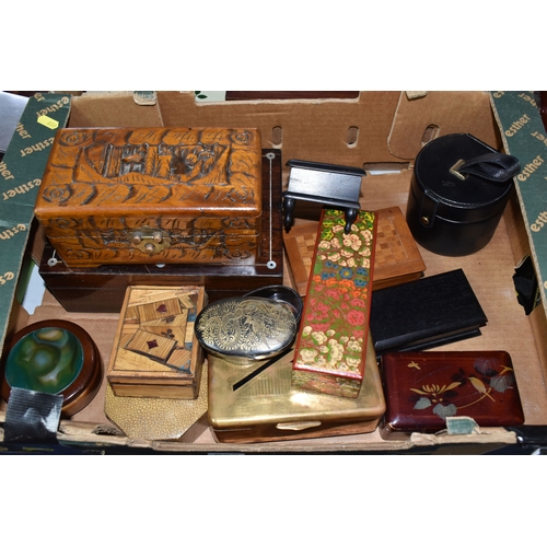 THREE BOXES AND LOOSE DECORATIVE BOXES to include an Abdullah & Co ...
