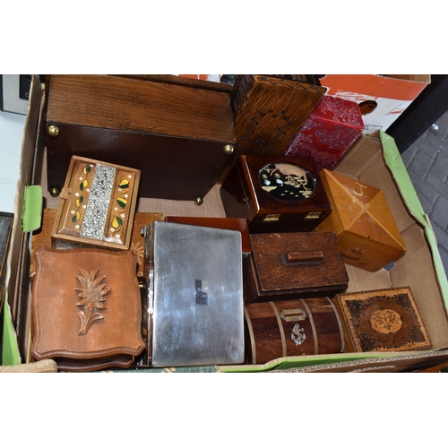 THREE BOXES AND LOOSE DECORATIVE BOXES to include an Abdullah & Co ...