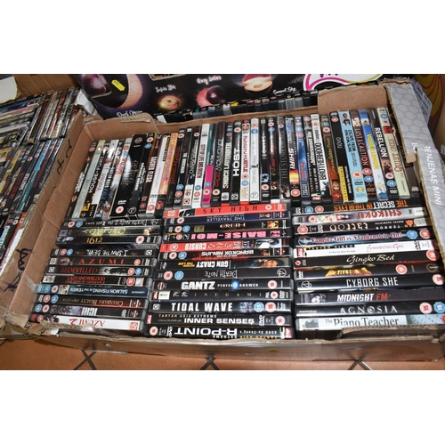 SEVEN BOXES OF DVDS containing approximately 440 miscellaneous film ...
