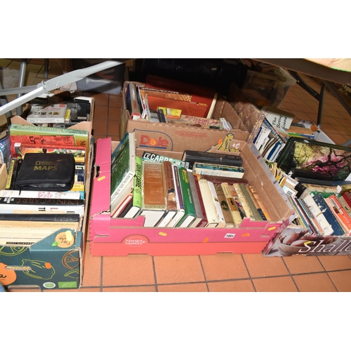 FIVE BOXES OF BOOKS & ONE BOX OF CASSETTES, the large collection of ...