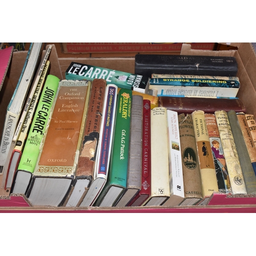 FIVE BOXES OF BOOKS & ONE BOX OF CASSETTES, the large collection of ...