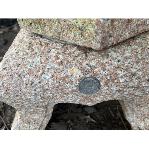 24 - A PINK GRANITE PAGODA constructed in four sections 65cm high Condition Report; no obvious damage