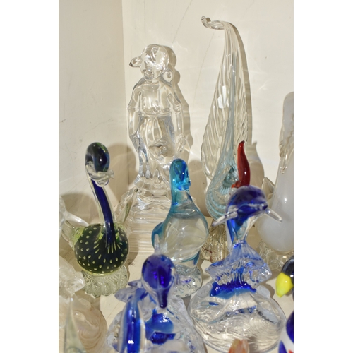 A COLLECTION OF PAPERWEIGHTS AND GLASS FIGURES, to include a variety of ...