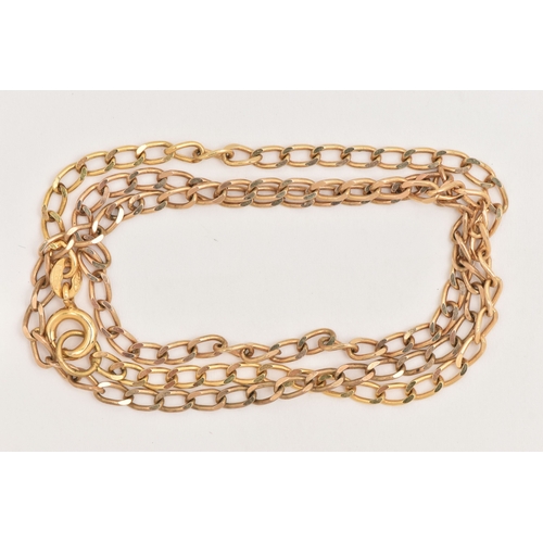 481 - A 9CT GOLD CURB LINK CHAIN NECKLACE, fitted with a spring clasp, hallmarked 9ct Sheffield import, st... 