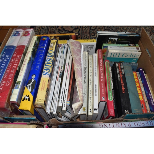 988 - SEVEN BOXES AND LOOSE BOOKS, approximately one hundred and thirty titles in hardback and paperback f... 