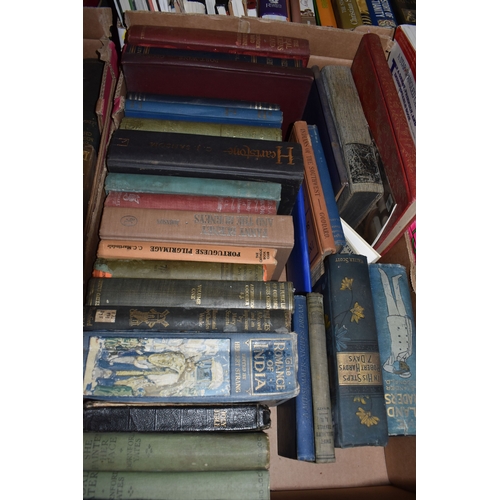 988 - SEVEN BOXES AND LOOSE BOOKS, approximately one hundred and thirty titles in hardback and paperback f... 