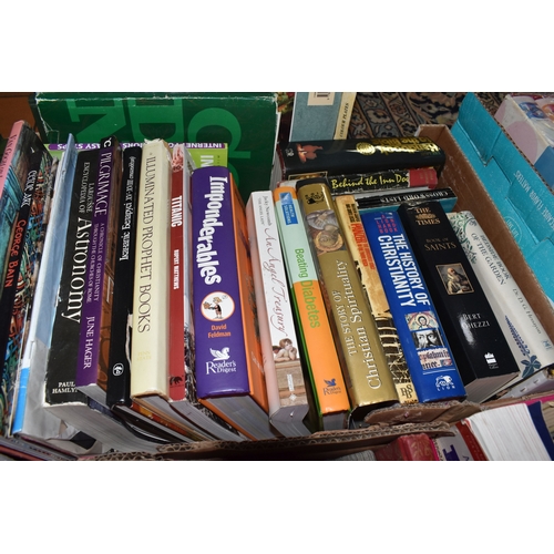 988 - SEVEN BOXES AND LOOSE BOOKS, approximately one hundred and thirty titles in hardback and paperback f... 