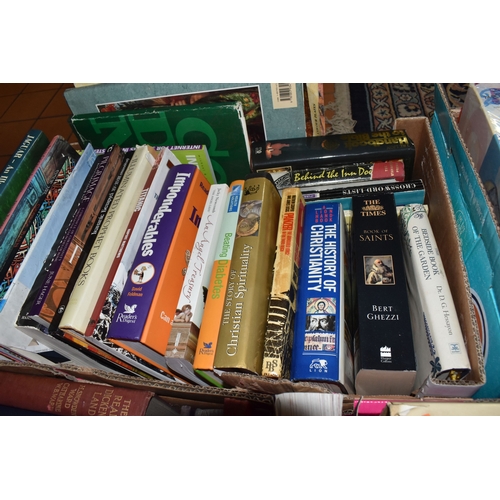 988 - SEVEN BOXES AND LOOSE BOOKS, approximately one hundred and thirty titles in hardback and paperback f... 